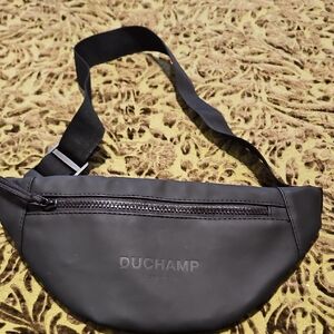 Duchamp Black Belt Bag with Crescent Design and Adjustable Strap